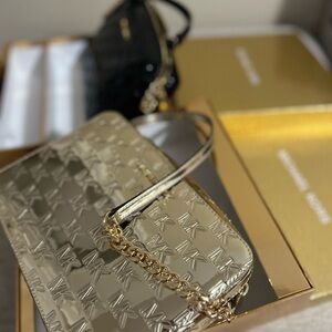 Michael Kors Gold and Black Embossed Shoulder Bag 2 for 1